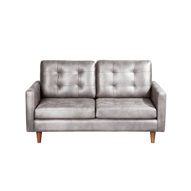 LATAM HOME - Sofá Napoles 2 Cuerpos Cuero Kentucky Gris