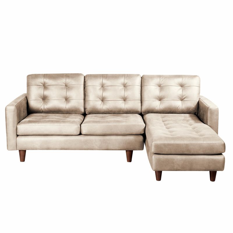 LATAM HOME - Sofá Seccional Derecho Napoles Cuero Kentucky  Beige