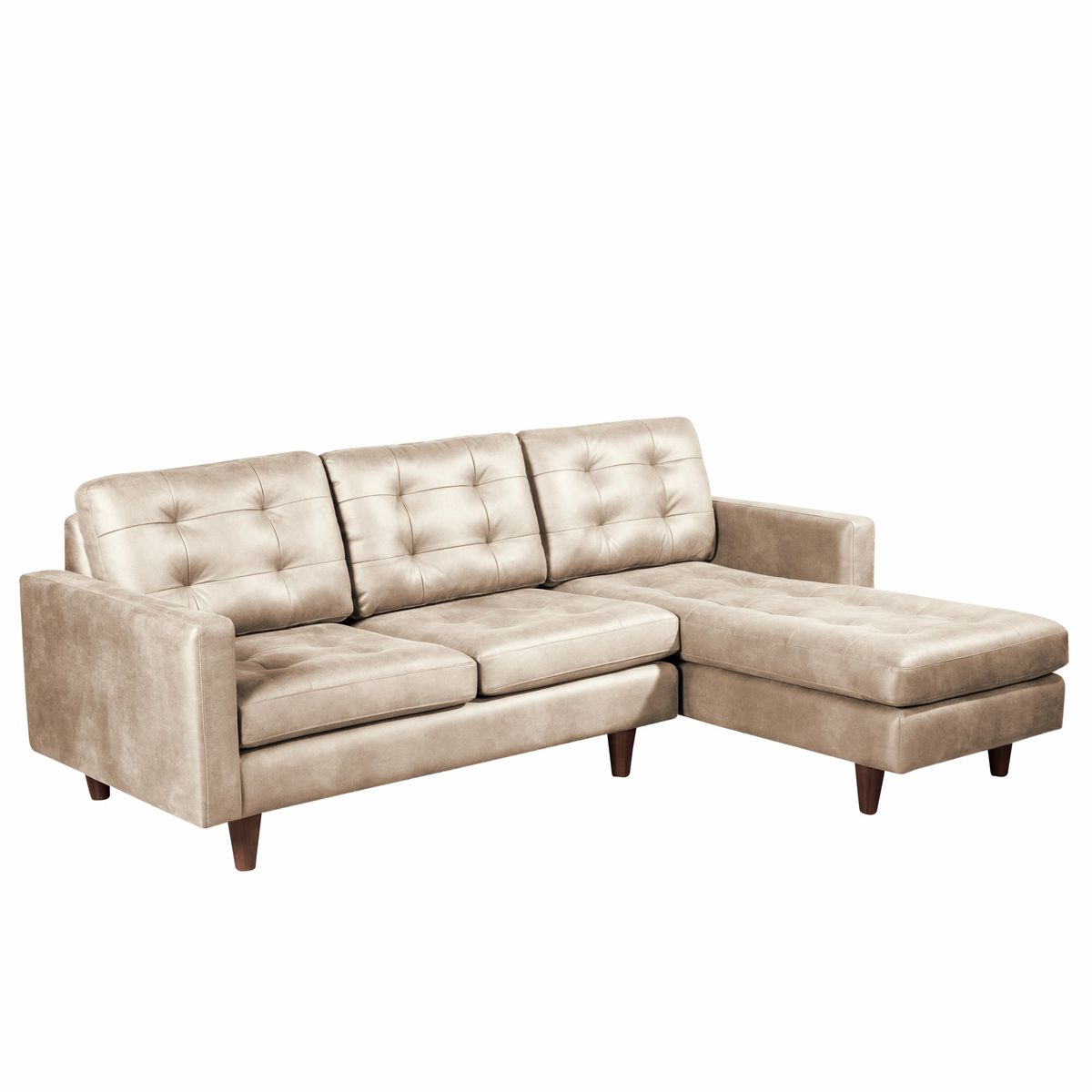 LATAM HOME - Sofá Seccional Derecho Napoles Cuero Kentucky Beige