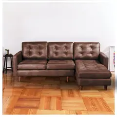 LATAM HOME - Sofá Seccional Derecho Napoles Cuero Kentucky Cafe Moro