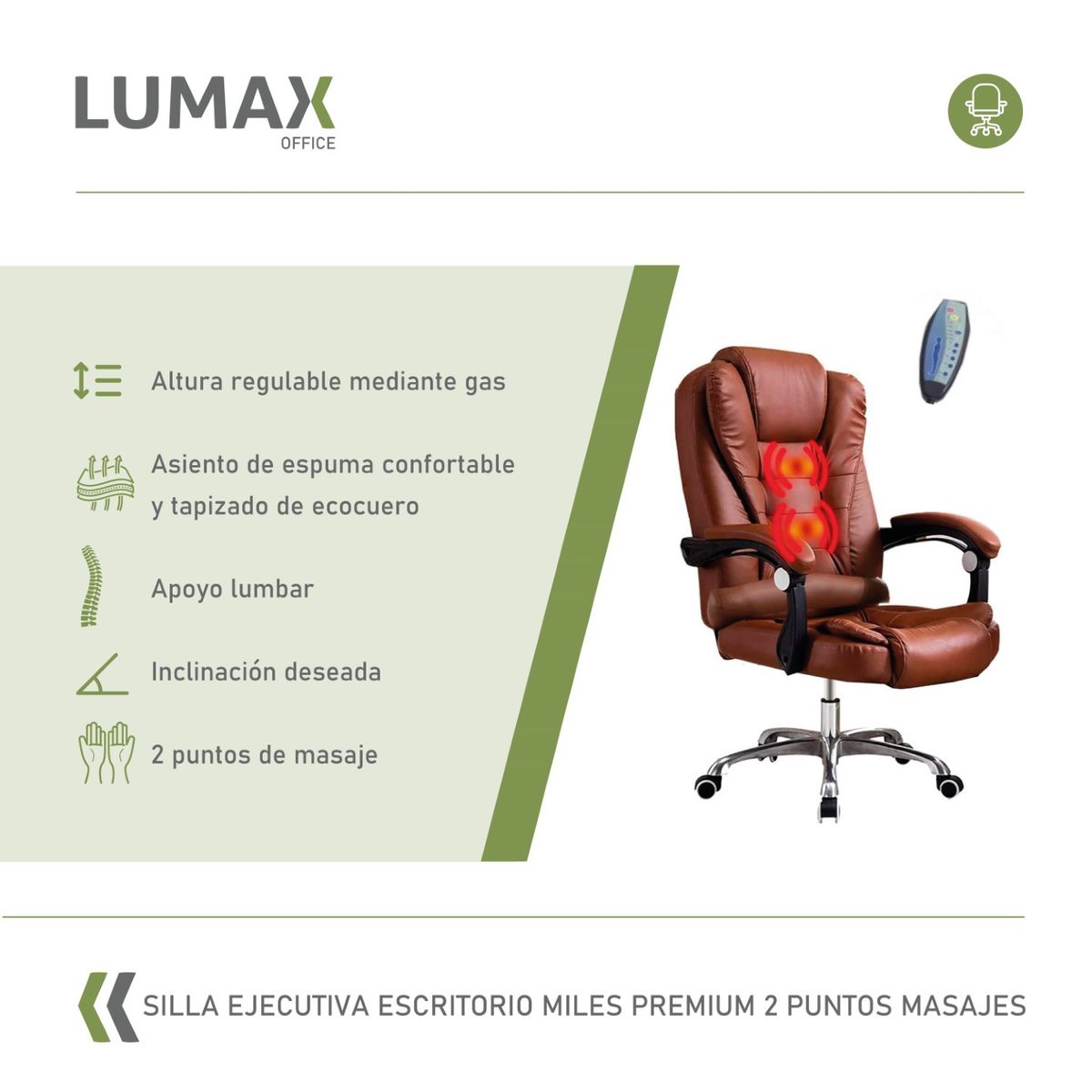 LUMAX - Silla Ejecutiva Escritorio Miles 2 Puntos