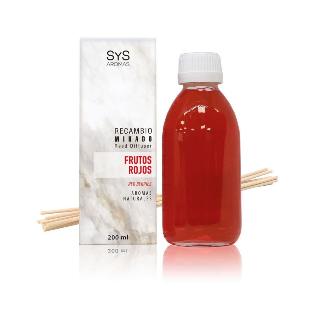 SYS - Difusor mikado frutos rojos (recambio) 200 ml+ juego de varillas