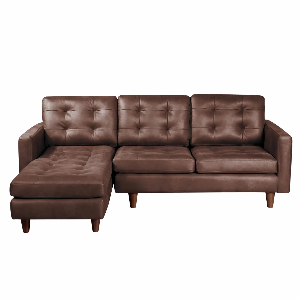 LATAM HOME - Sofá Seccional Izquierdo Napoles Cuero Kentucky Cafe Moro