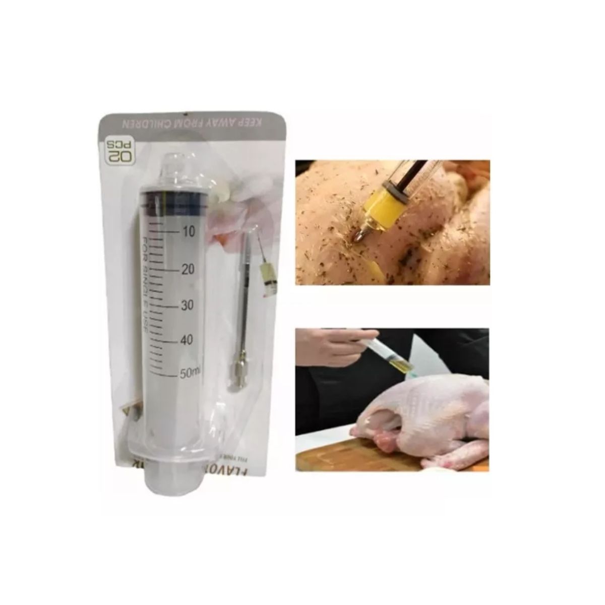 GENERICO - Jeringa Para Pollos Carnes Cocina Repostería Asados 20 Ml