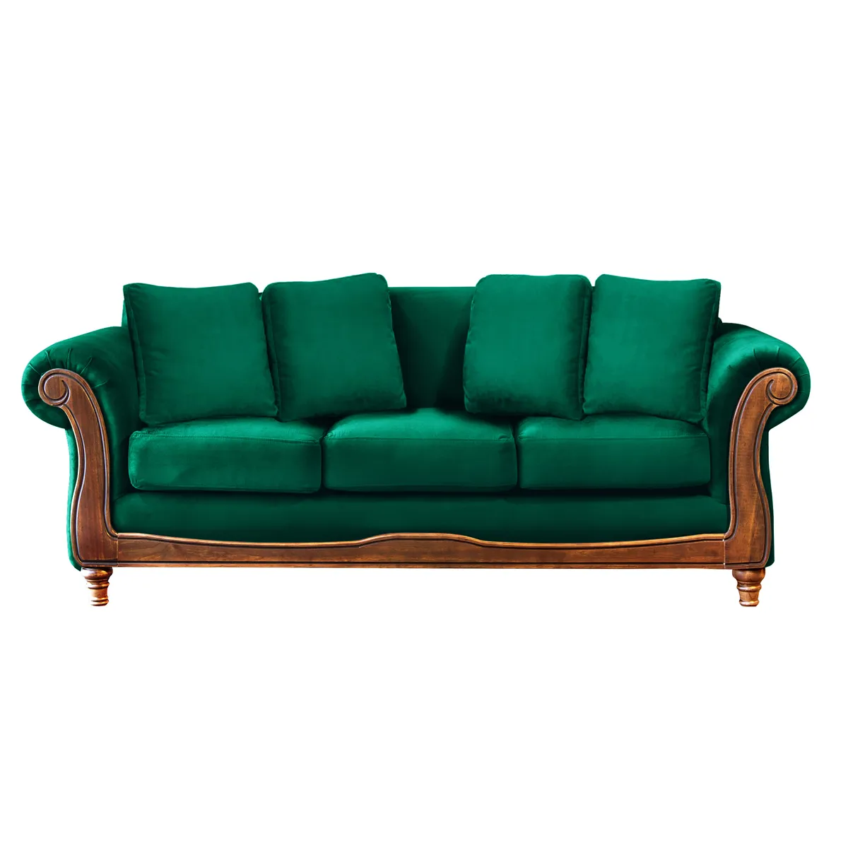 LATAM HOME - Sofá Rimini 3 Cuerpos Tela Velvet Verde