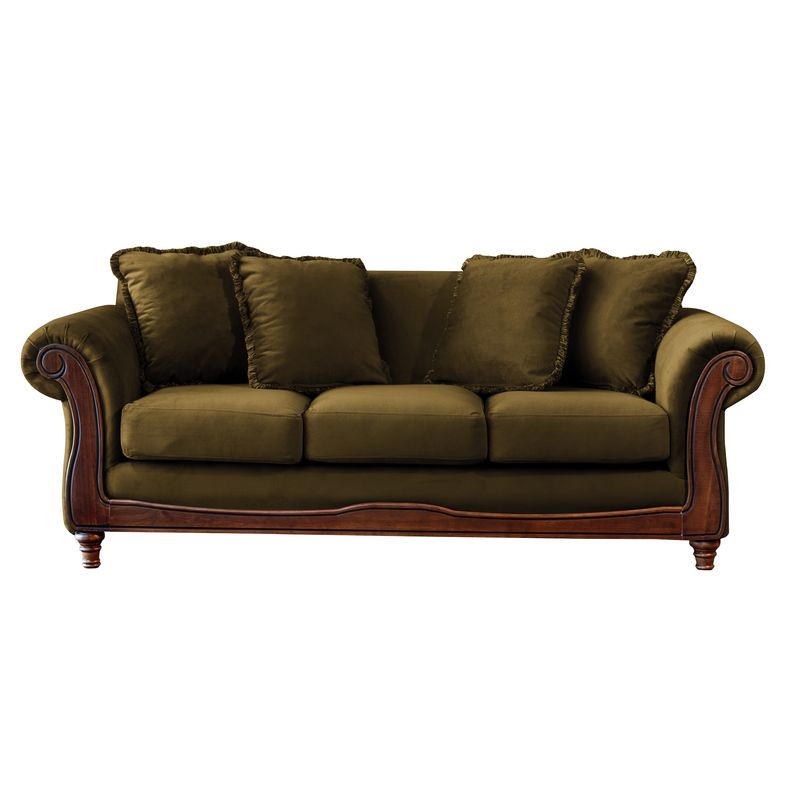 LATAM HOME - Sofá Rimini 3 Cuerpos Tela Velvet Verde