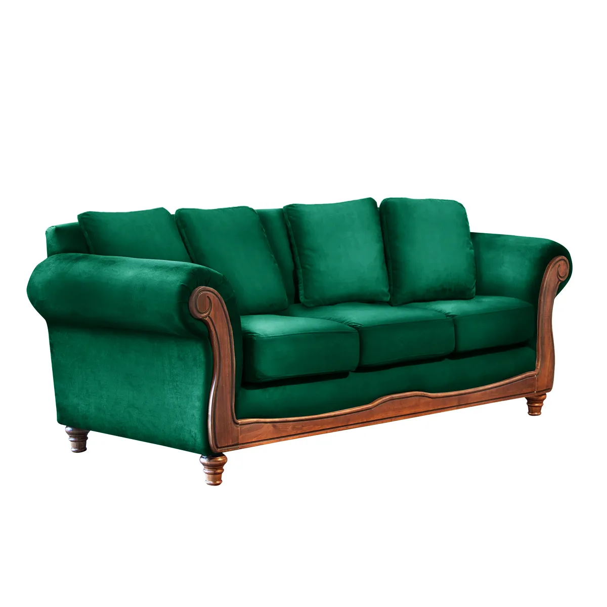 LATAM HOME - Sofá Rimini 3 Cuerpos Tela Velvet Verde