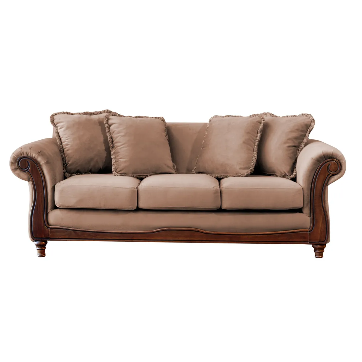 LATAM HOME - Sofá Rimini 3 Cuerpos Tela Velvet Beige