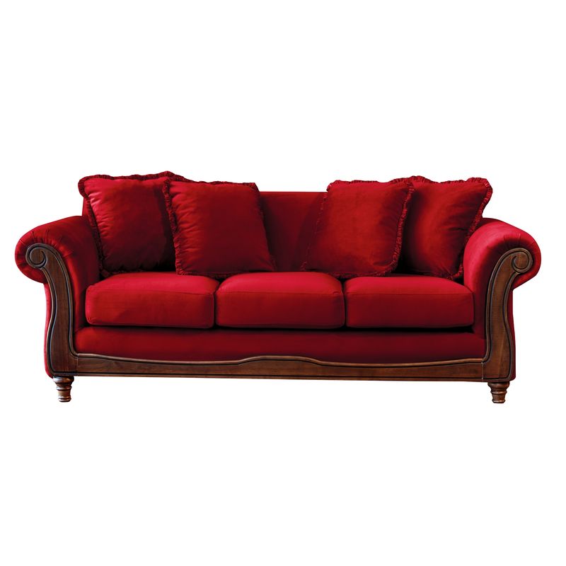 LATAM HOME - Sofá Rimini 3 Cuerpos Tela Velvet Burdeo
