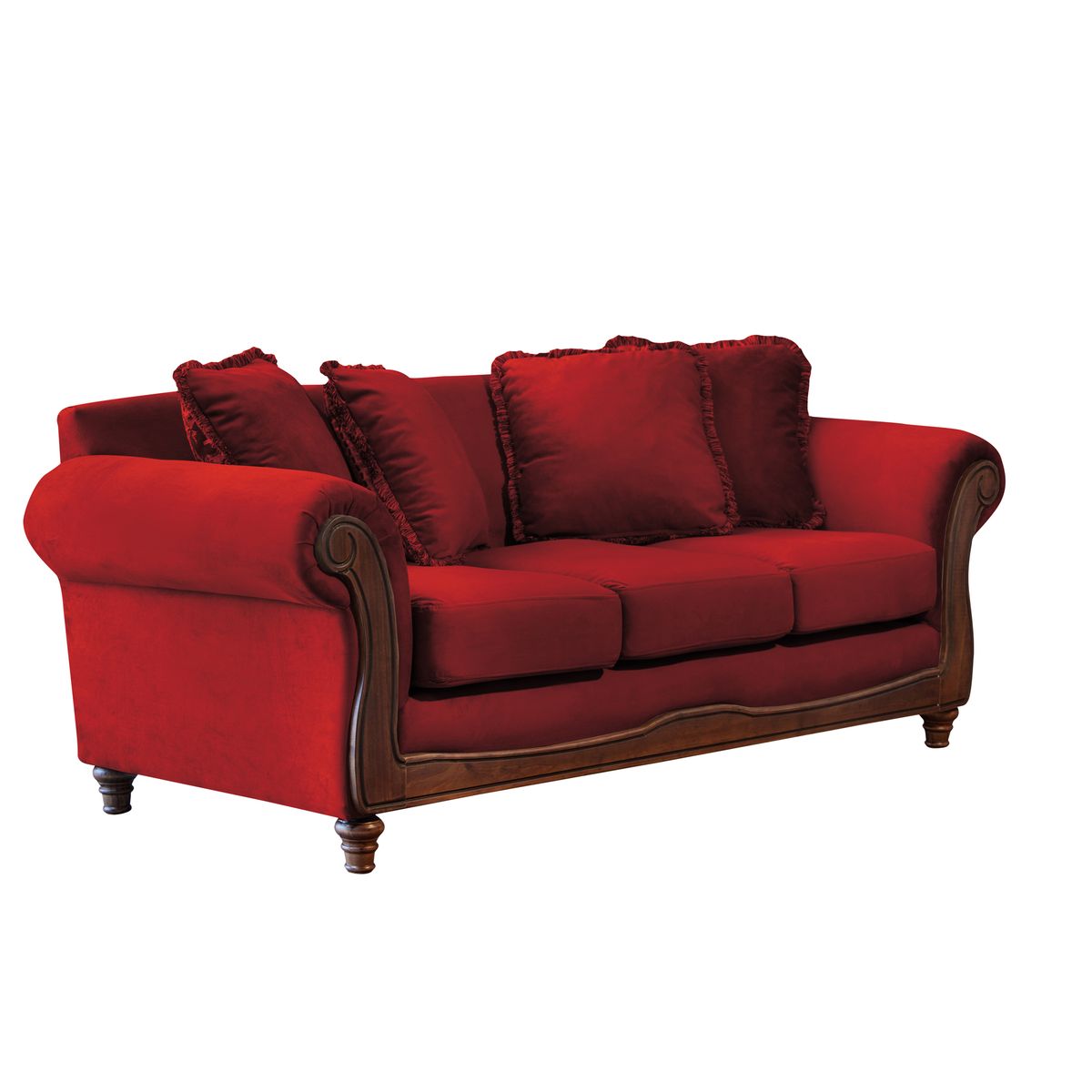 LATAM HOME - Sofá Rimini 3 Cuerpos Tela Velvet Burdeo