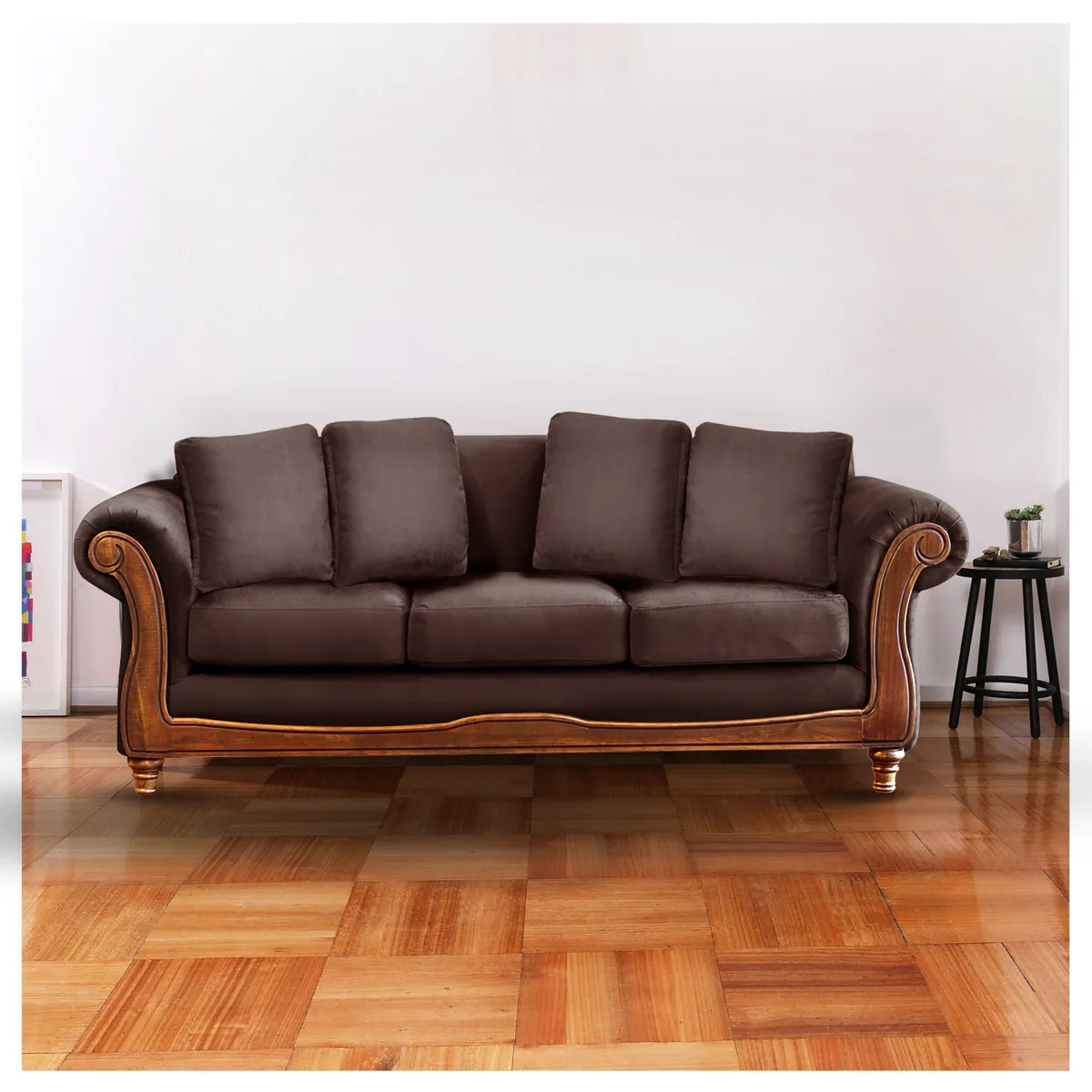 LATAM HOME - Sofá Rimini 3 Cuerpos Tela Velvet Chocolate