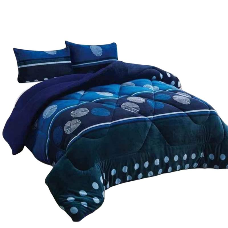 GENERICO - Cubrecama de Invierno Plush con Chiporro King Azul de Círculos Meip