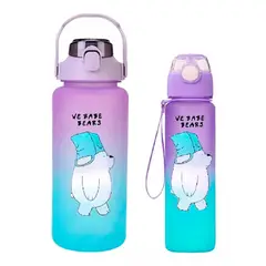 ESHOPANGIE - Pack 2 Botellas Agua De2 Litros Y 900ml Osos Morado/Turquesa
