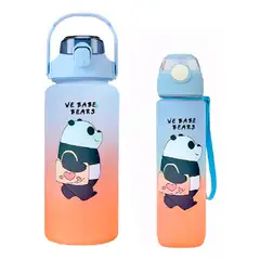 ESHOPANGIE - Pack 2 Botellas Agua De 2 Litros Y900ml Osos Celeste/Naranja