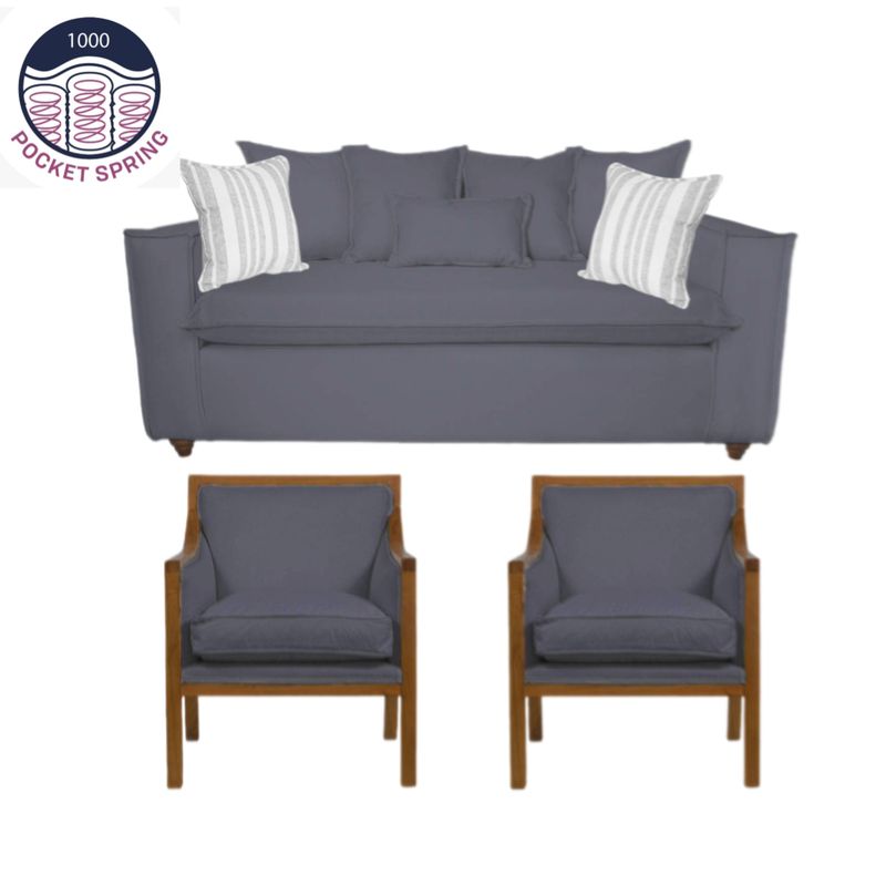 SITIAL HOME - Living Domenico 311 Sofá y Sillones tipo Sitial Color Gris Marengo