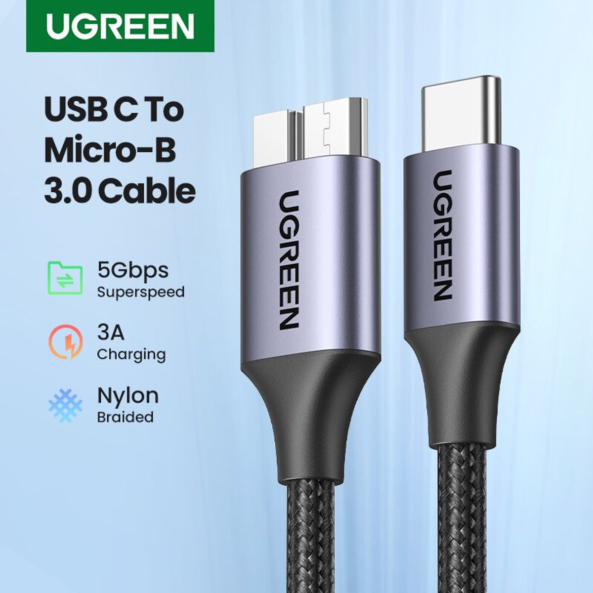 UGREEN - Cable Ugreen Nylon Trenzado Pro Usb-c 3.0 - Usb Micro B