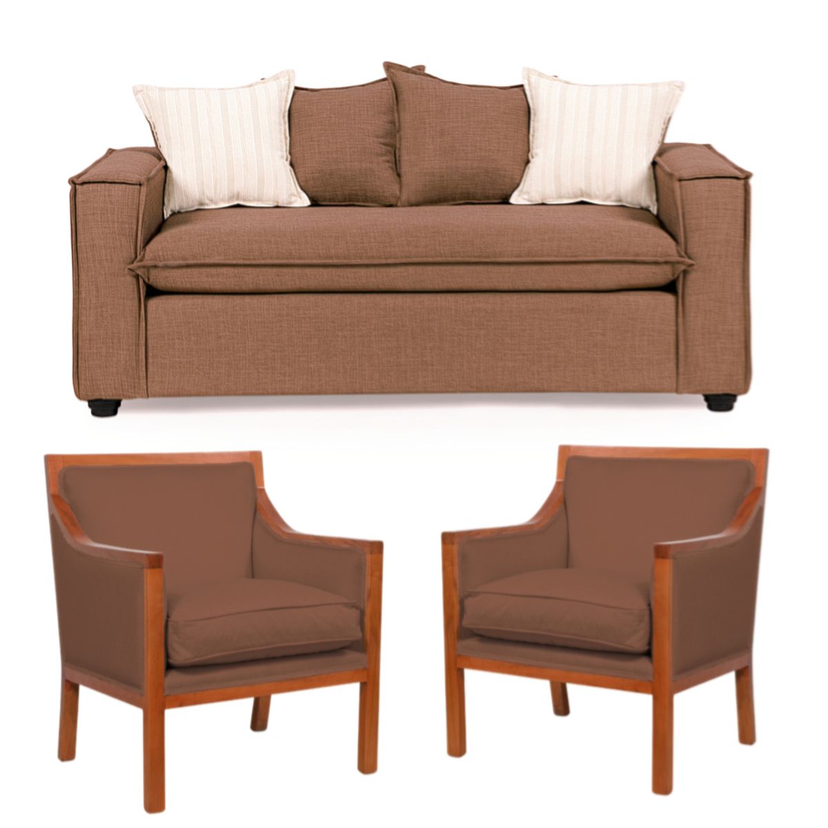 SITIAL HOME - Living 311 Domenico Cafe Sofá 3 cuerpos con resortes + 2 sitiales