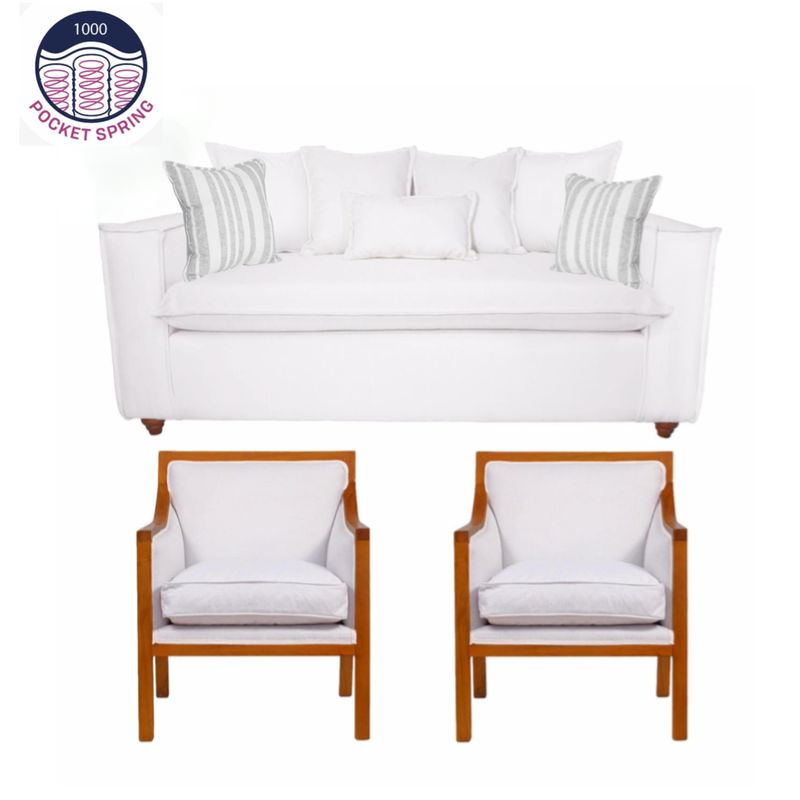 SITIAL HOME - Living  311,Domenico Sofá y Sillones tipo Sitial Color Blanco Hueso