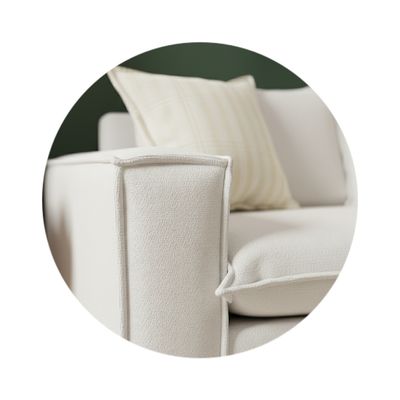 Imagen 2 del producto Living 311 Domenico Blanco Bone Sofá 3 cuerpos Resortes + 2 sitiales