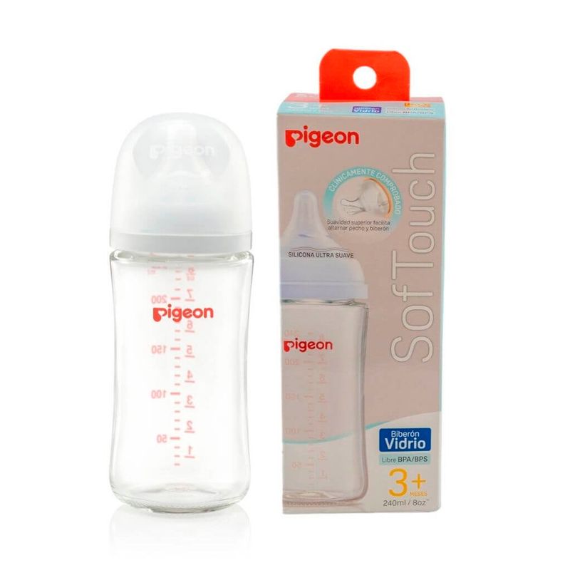 PIGEON - Mamadera Pigeon De Vidrio Boca Ancha 240 Ml