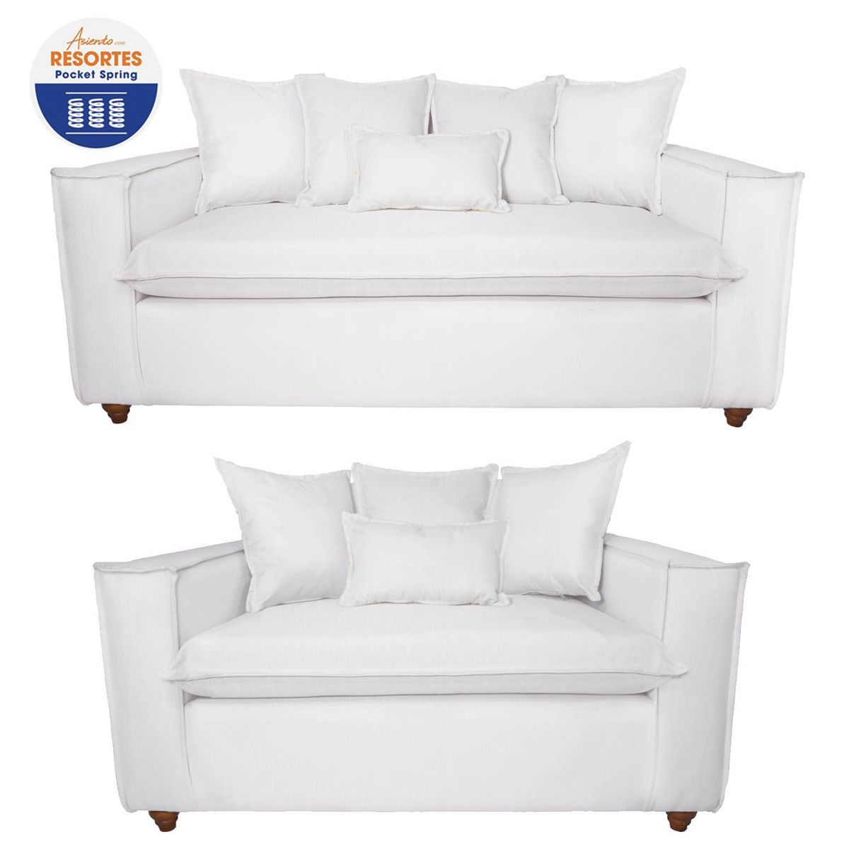 SITIAL HOME - Living, Domenico 3 2 Sofá 3 y 2 Cuerpos  Blanco Hueso