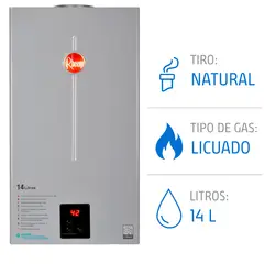 RHEEM - Calefont 14 litros Gas licuado Tiro Natural