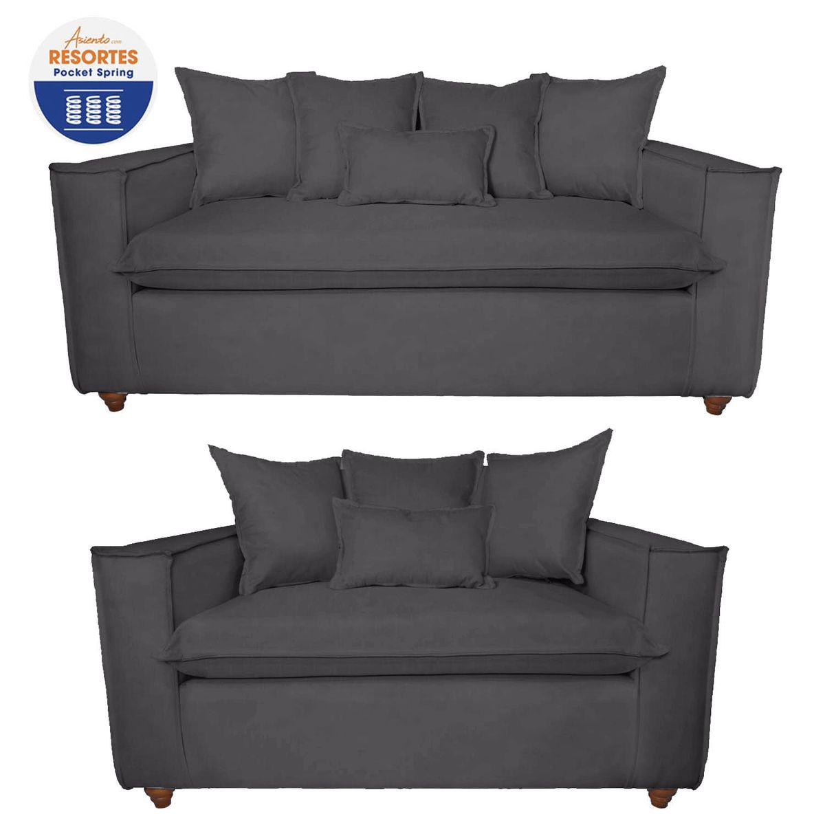 SITIAL HOME - Living,Domenico 3 2 Sofá 3 y 2 Cuerpos Color Gris Marengo Full Confort