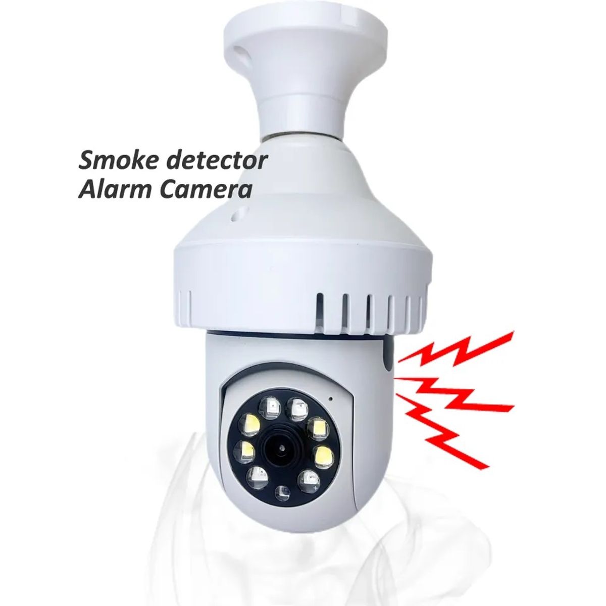 GENERICO - Cámara WIFI IP 360° Ampolleta motorizada Full HD Detector de Humo Alarma Detección Movimiento