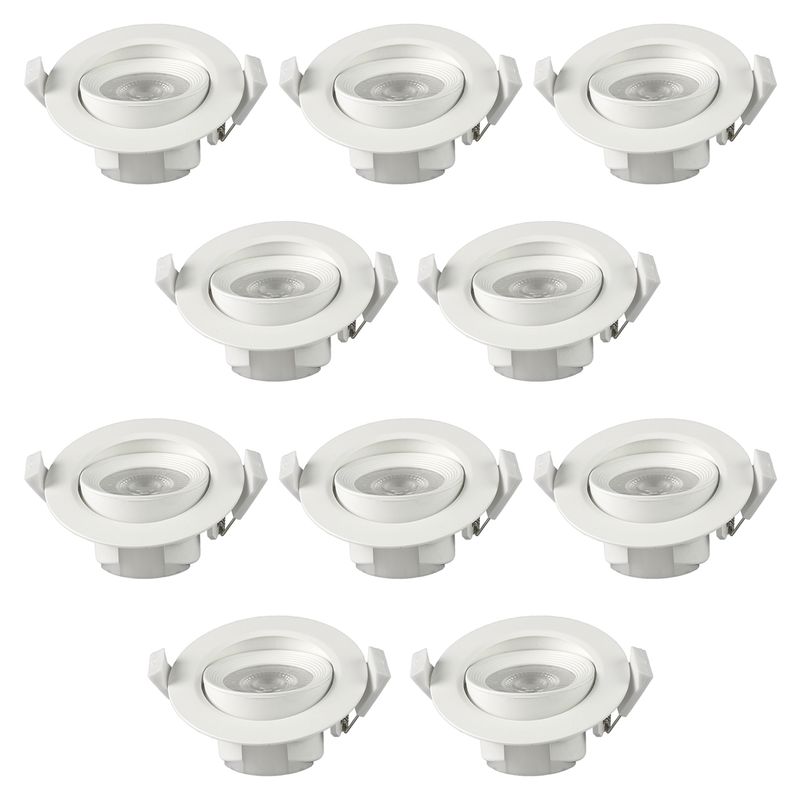 HB LEDS - Pack 10 Foco Basculante LED Embutido Spot 6,5W 3000K Redondo