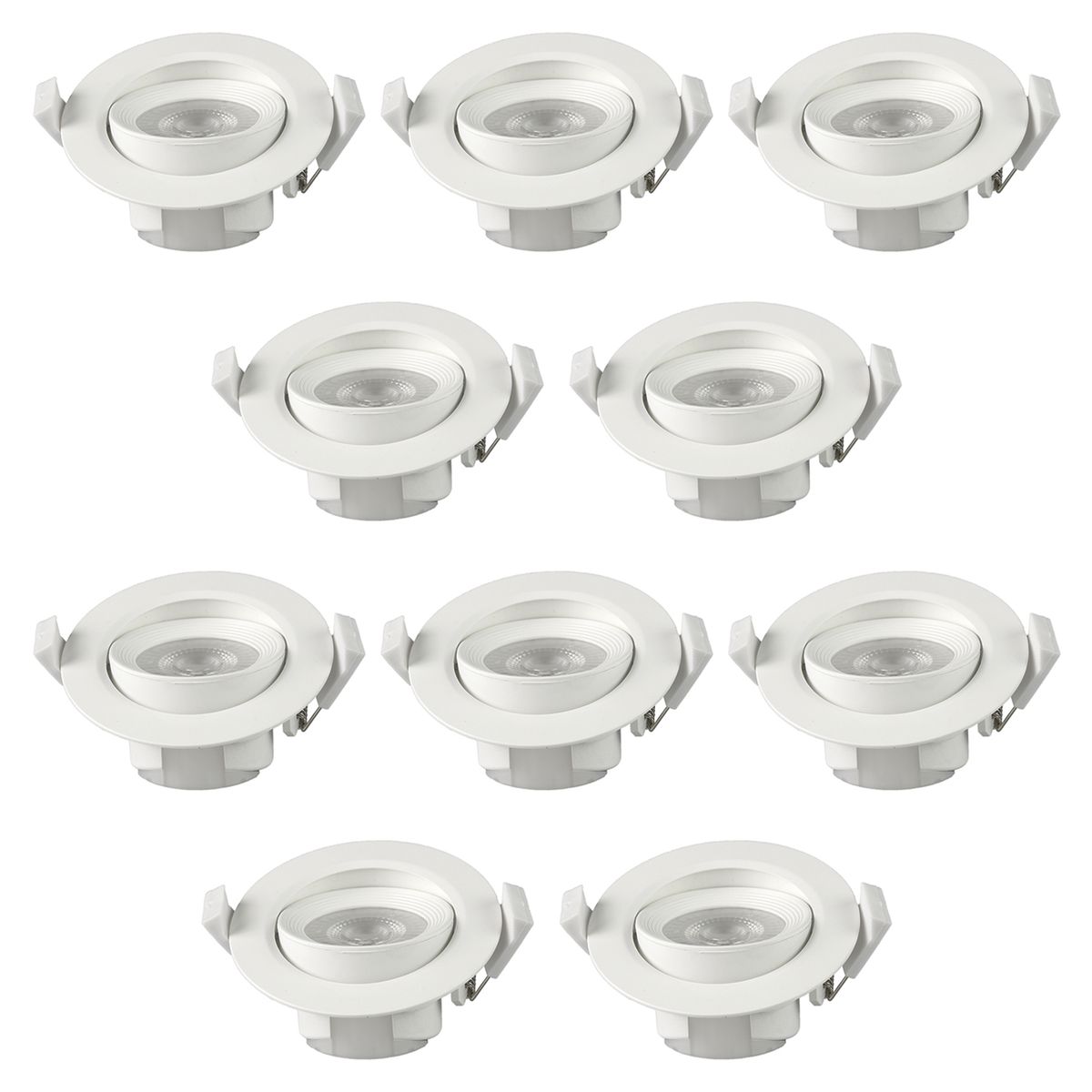 HB LEDS - Pack 10 Foco Basculante LED Embutido Spot 6,5W 6500K Redondo