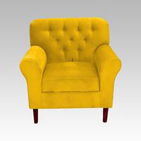 Sillón Baúl 1 Cuerpo Estilo Capitoné Recife - Amarillo
