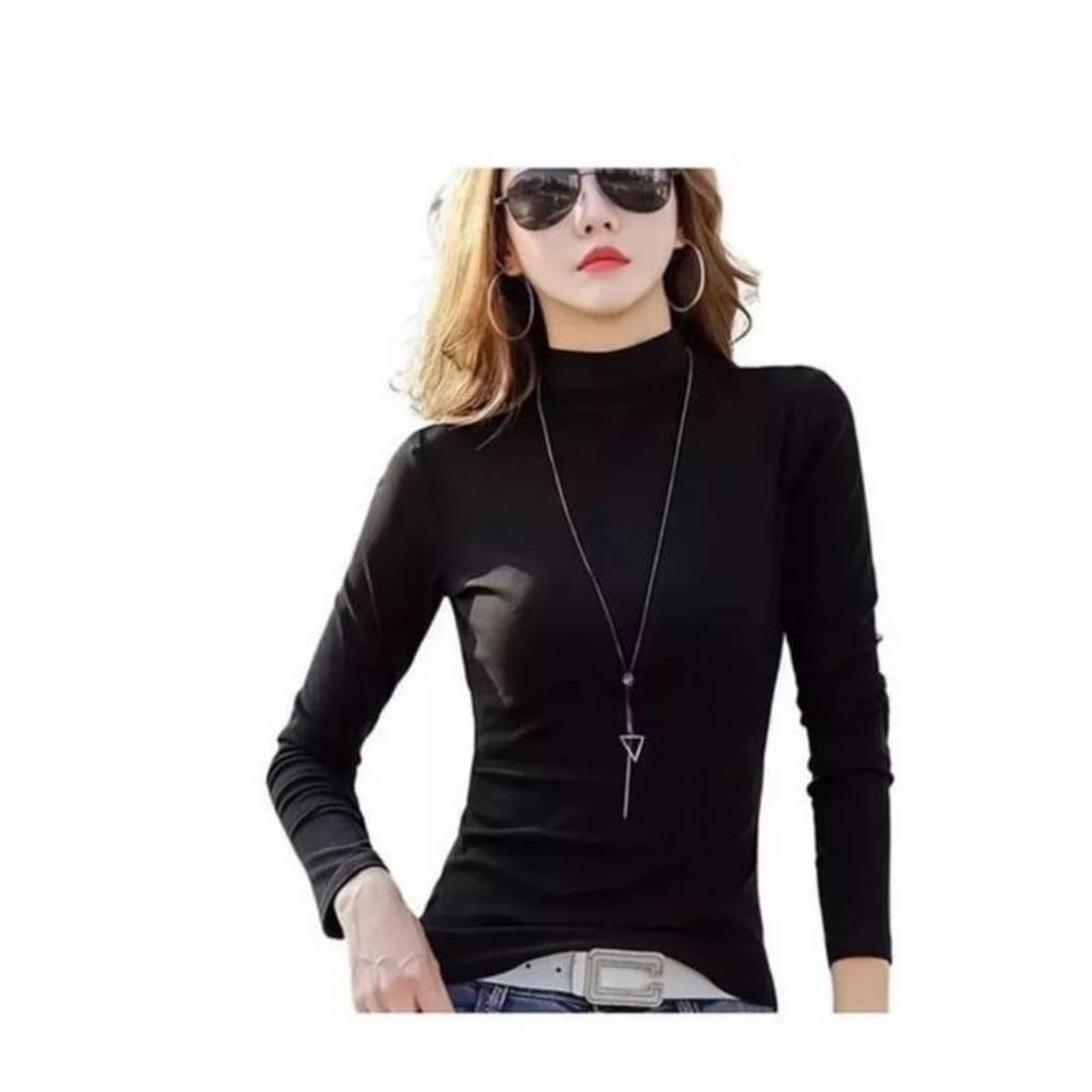 EVERSO - Pack 6 Camiseta Mujer Polar Beatle Bambú Manga Larga  Negro y Blanco