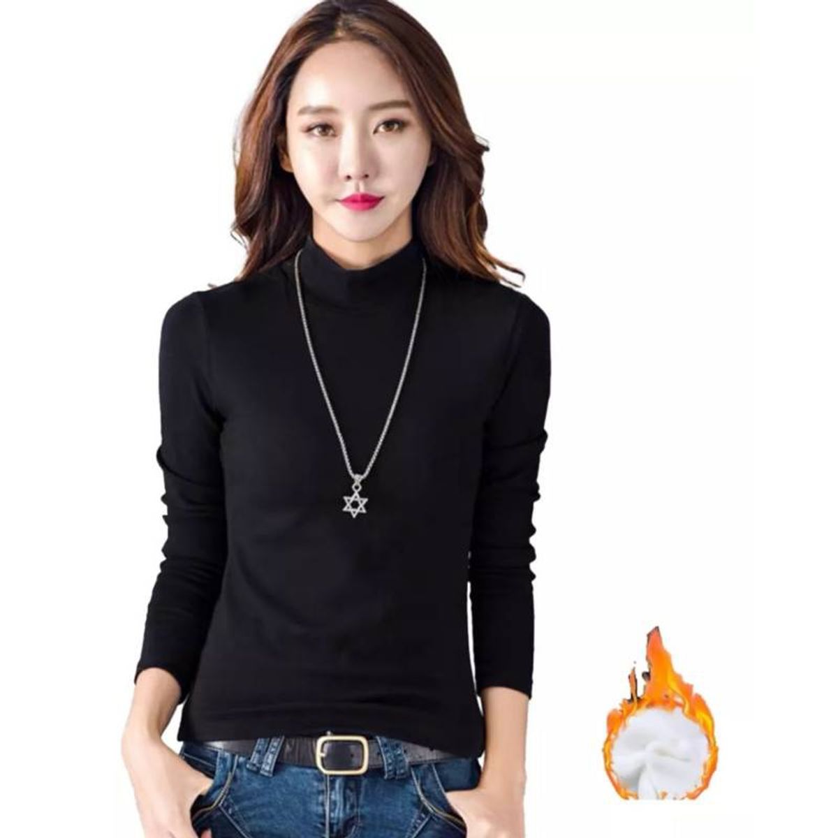 EVERSO - Pack 6 Camiseta Mujer Polar Beatle Bambú Manga Larga  Negro y Blanco