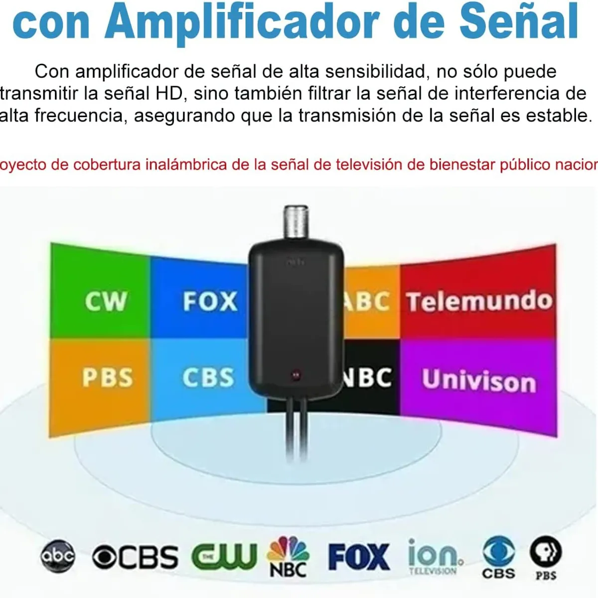 KUANGYE - Antena Tv Hd Digital Abierta Interior Con Amplificador