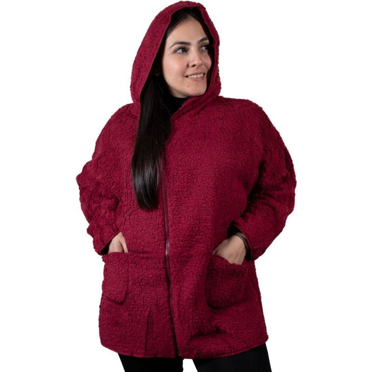EVERSO - Poleron Largo Polar con Capucha