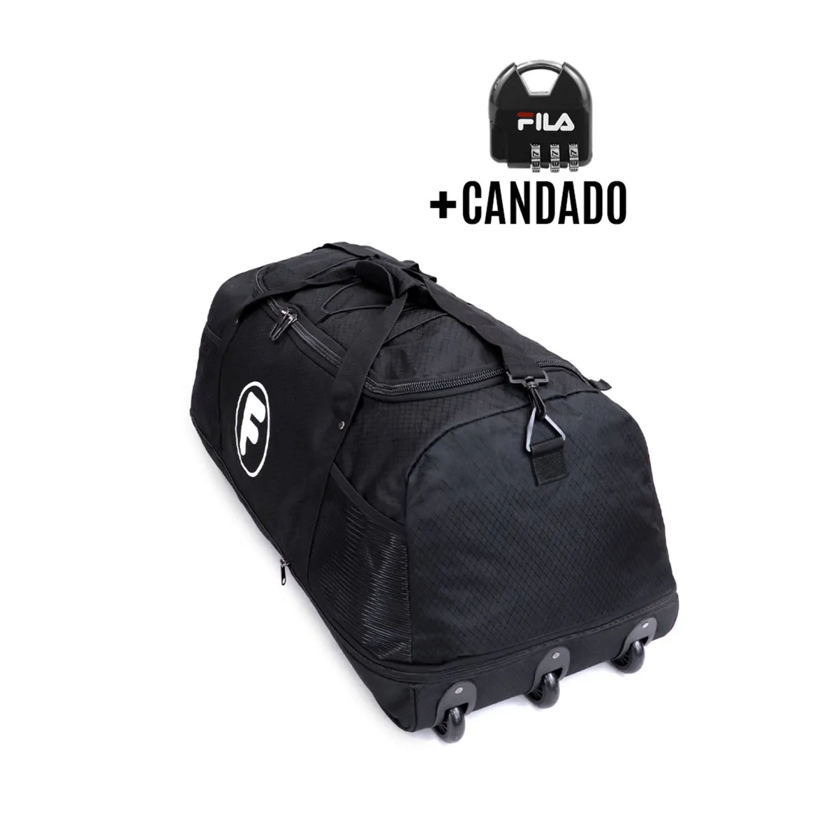 F LA MALETA DE CHILE - Bolso enrollable Goliat 130 ltrs + candado negro F la Maleta de Chile