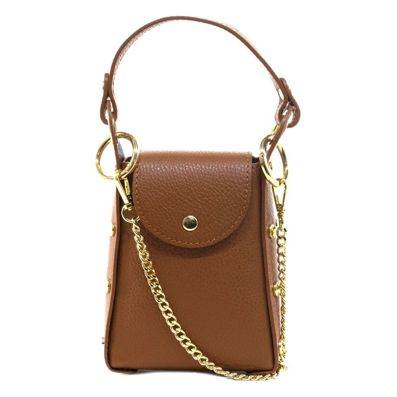 MAILEA - Porta celular de cuero para mujer tostado