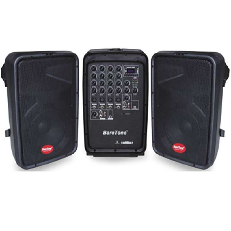 BARETONE - Combo Audio Bafle Baretone AM300P 2X 8 100w X2  Micrófono Inalámbricos
