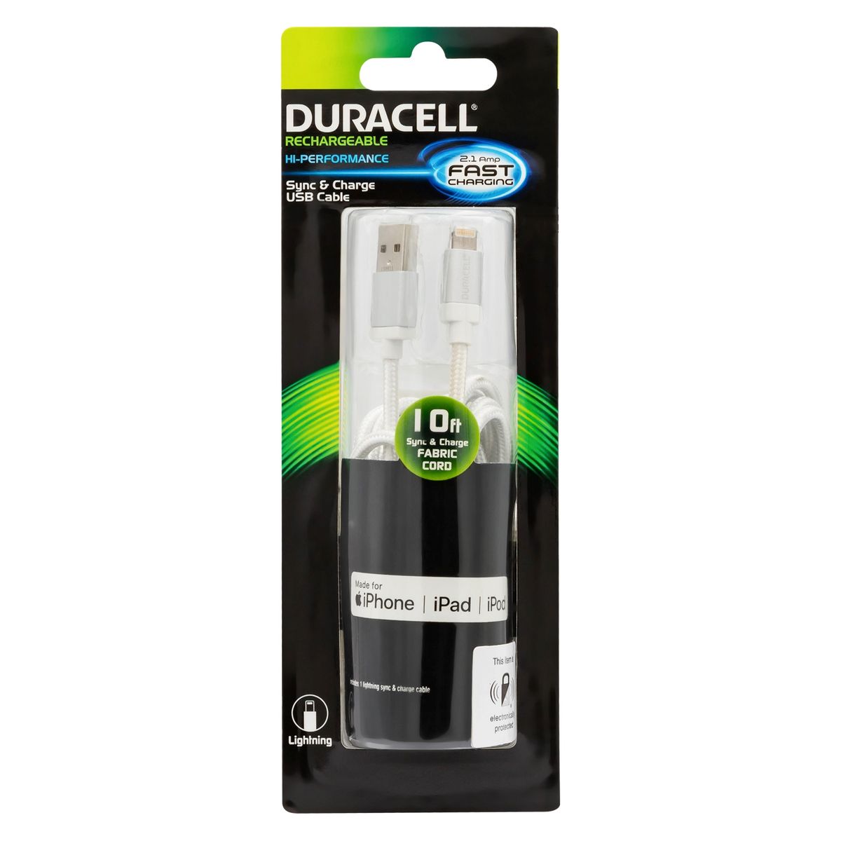 DURACELL - CABLE IPHONE 2.1 AMP. 3 MTS. DURACELL