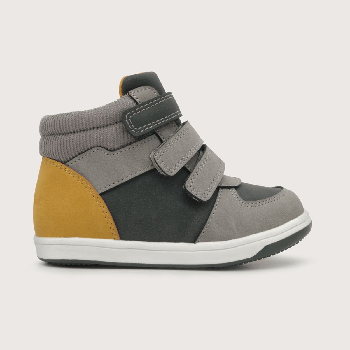 OPALINE - Zapatilla urbana de niño urbana triple velcro gris (20 a 29)