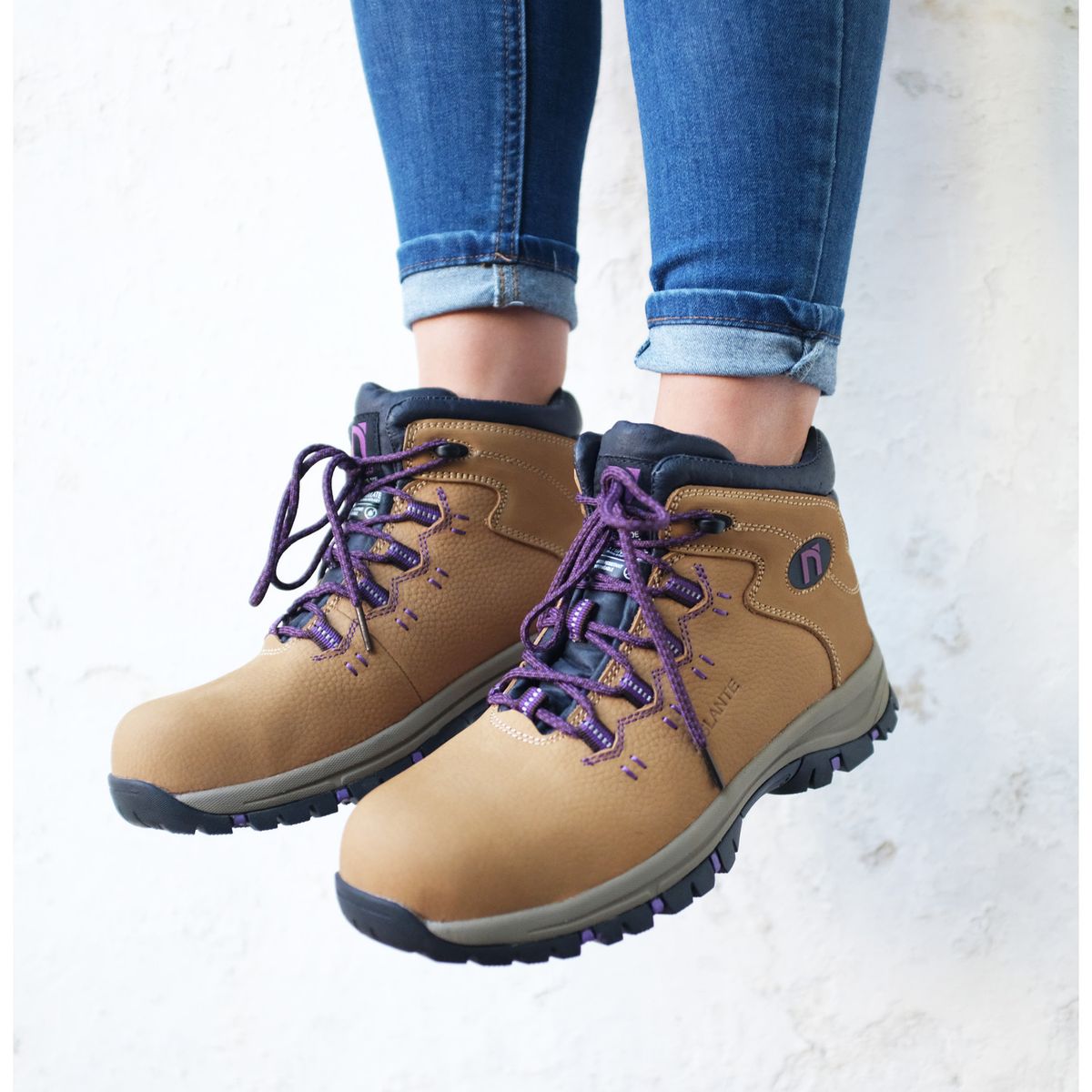 NORSEG - Zapato de Seguridad Adelaida Beige Morado Mujer NORSEG