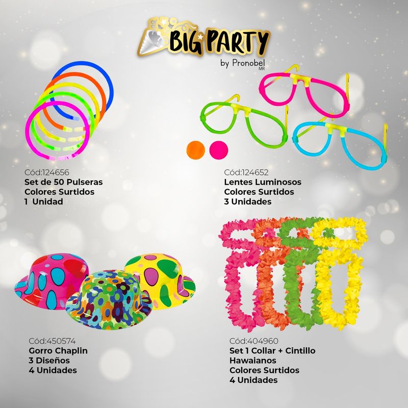 BIG PARTY - Pack Carnaval 16 Piezas Neón Big Party