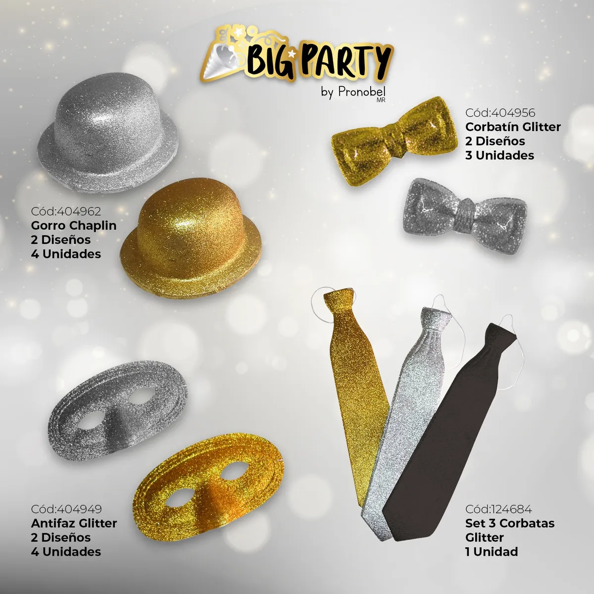 BIG PARTY - Pack Fiesta 14 Piezas Dorado/Plateado Big Party