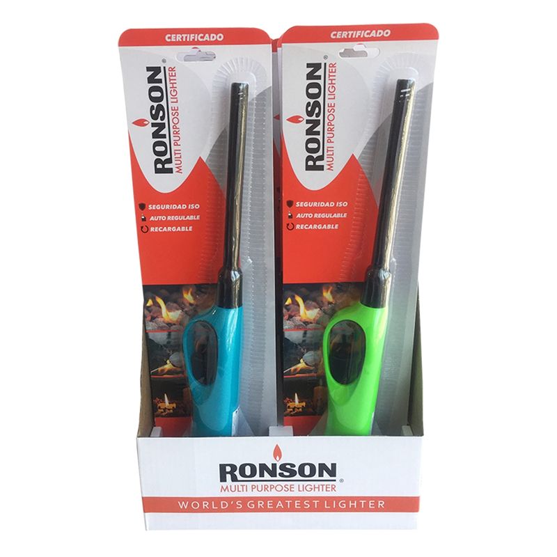 RONSON - Pack Encendedores Ronson Tubo Largo Con Gancho x 12 unidades