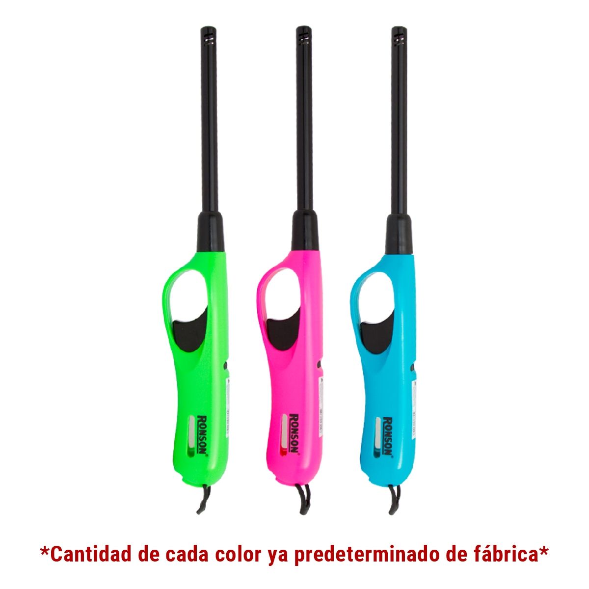 RONSON - Pack Encendedores Ronson Tubo Largo Con Gancho x 12 unidades