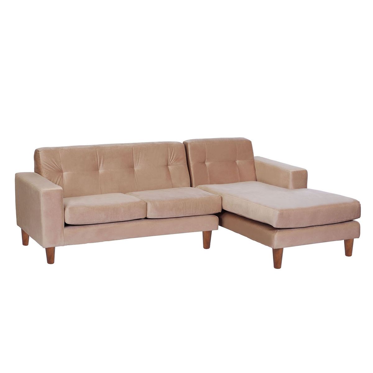 LATAM HOME - Sofá Seccional Derecho Salerno Tela Velvet Beige