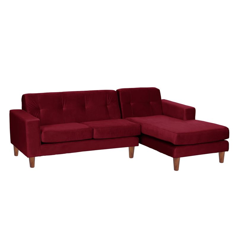 LATAM HOME - Sofá Seccional Derecho Salerno Tela Velvet Burdeo