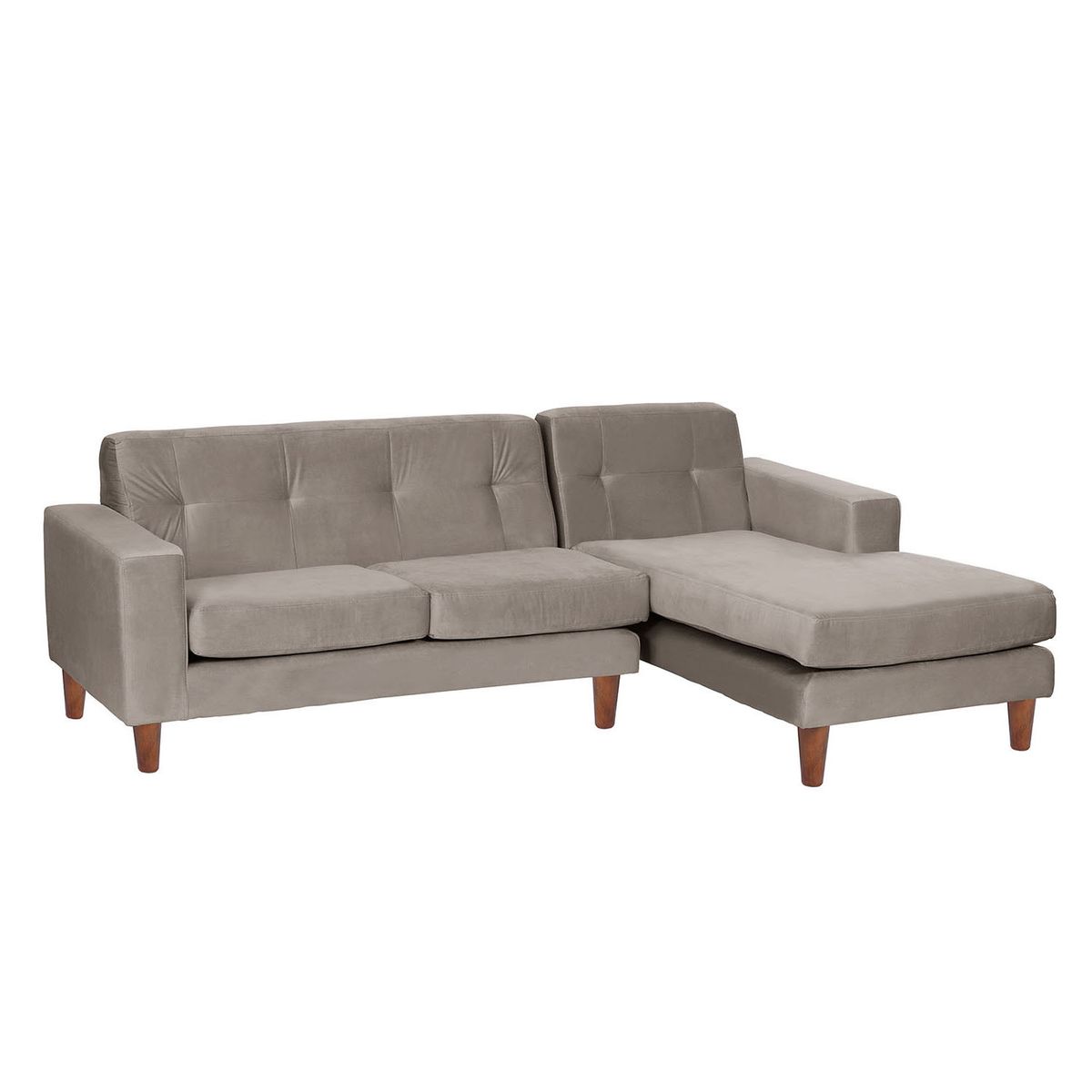 LATAM HOME - Sofá Seccional Derecho Salerno Tela Velvet Gris