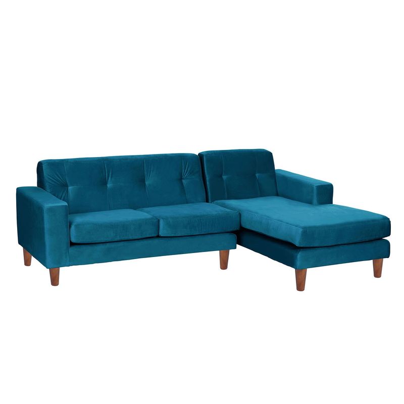LATAM HOME - Sofa Seccional Derecho Salerno Tela Velvet Azul Petroleo