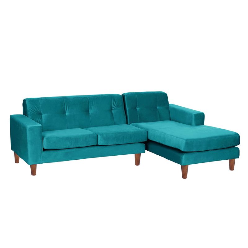 LATAM HOME - Sofá Seccional Derecho Salerno Tela Velvet Turquesa